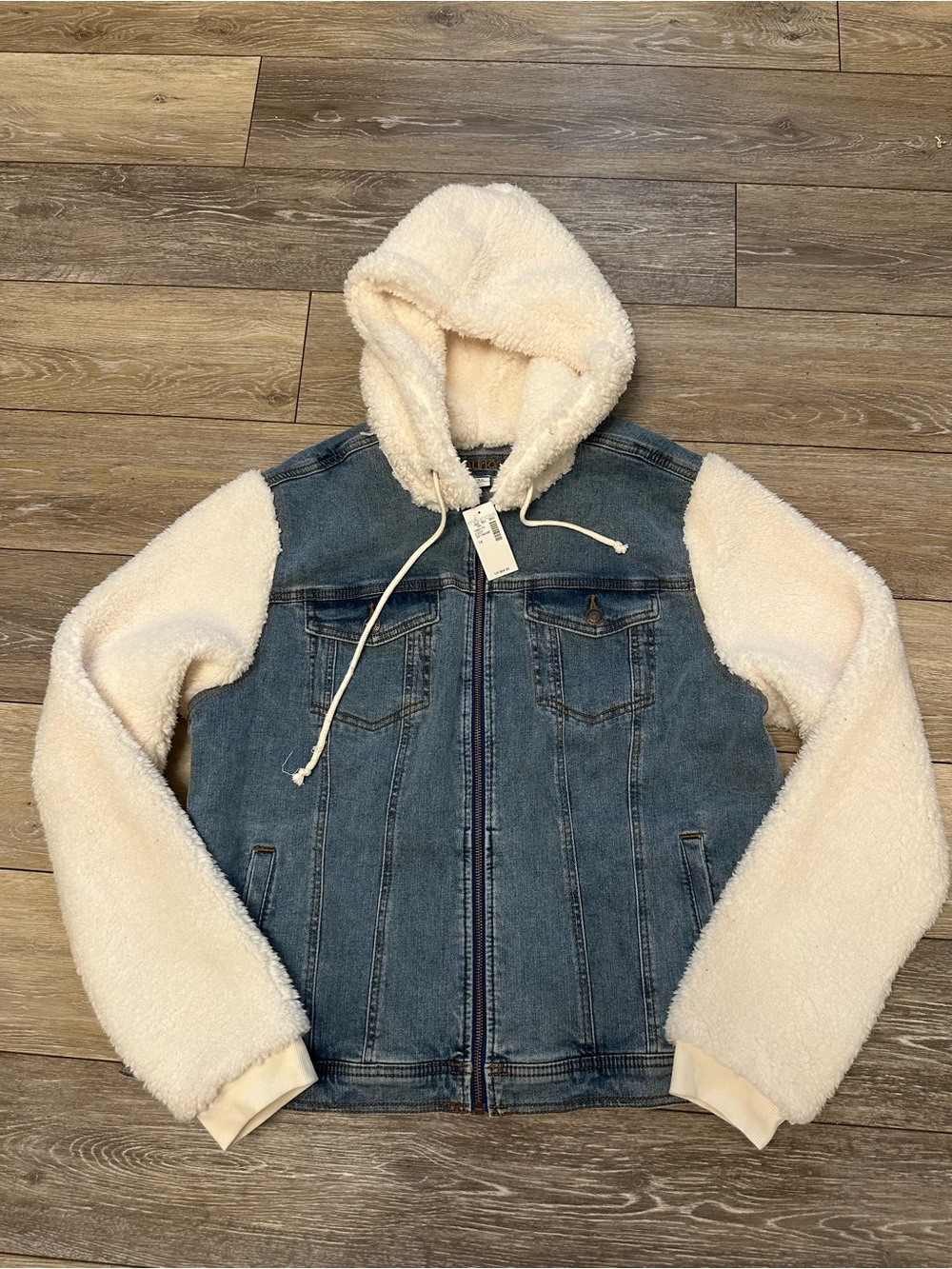Maurices Denim & Cream Sherpa Hoodie Jacket - Women